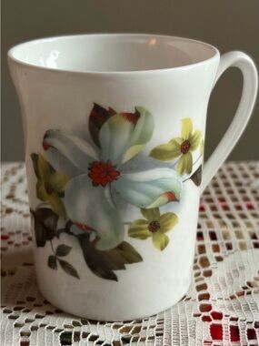Vintage Royal Windsor Fine Bone China Dogwood Floral Mug - Made in England 1950